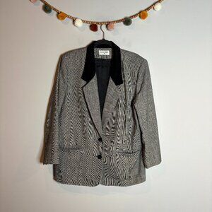 Vtg Alfred Dunner grey and black velvet collared blazer jacket
